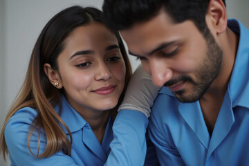 Fototapeta premium Portrait of a Paramedic Couple Saving Lives, side by side