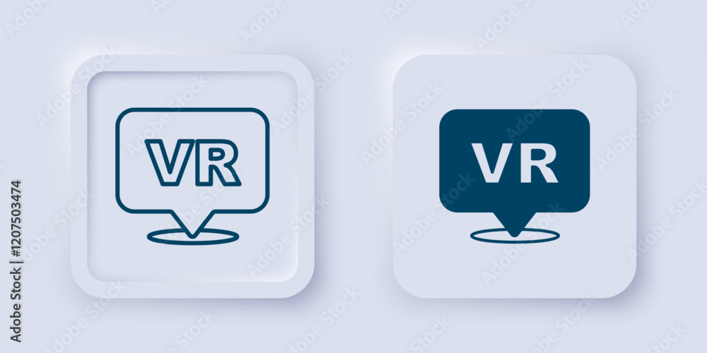 Aufkleber filled and outline virtual reality icon isolated on grey background. futuristic vr head-up display d