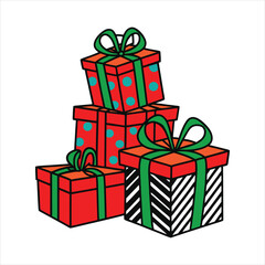 Fototapeta premium Colorful presents clipart Design, gift box Vector illustration