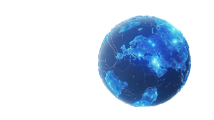 Glowing digital globe with interconnected lines, representing global connectivity and technological advancement. Perfect for tech-related themes.