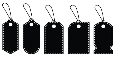  set of realistic recycled paper price tags on a white background. Cardboard labels with a thread. Gift tags. price tag icons vector illustration eps 10.