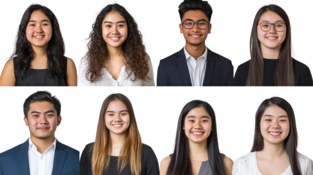 Group of diverse young adults posing in a professional setting, showcasing collaboration and teamwork. Ideal for business and community themes.