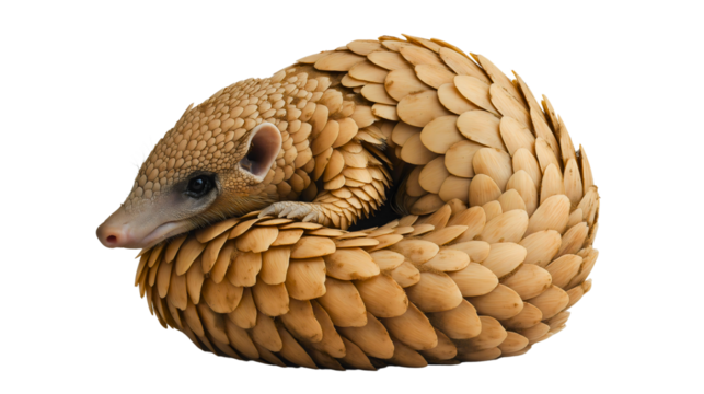 Cute Pangolin Curled Up in Its Natural Habitat Stunning Close-Up of an Endangered Species