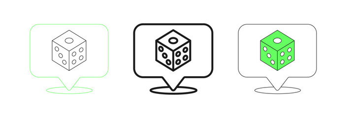 Set line Game dice icon isolated on white background. Casino gambling. Vector