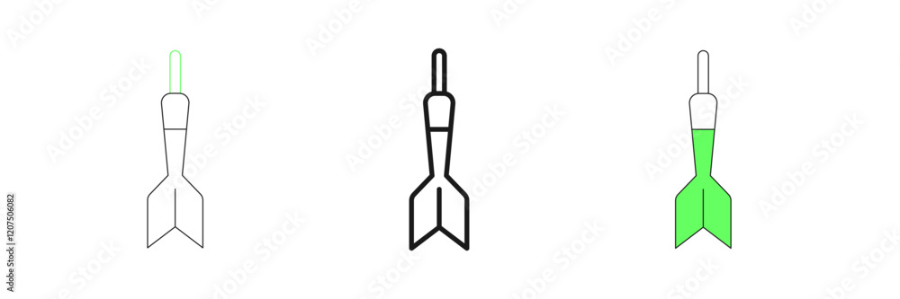 Poster set line dart arrow icon isolated on white background. vector
