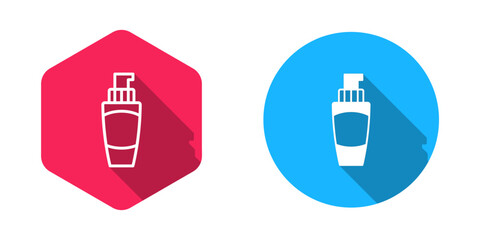 Fototapeta premium Filled and outline Tube of hand cream icon isolated with long shadow background. Vector