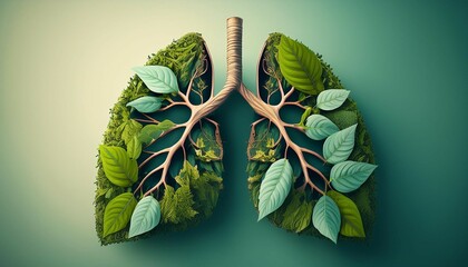 world no tobacco day concept lungs with fresh green leaves health care illustration