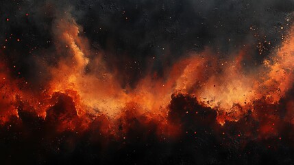 Dramatic Flames Erupting Against a Dark Sky Illuminating the Night with Intense Heat and Light