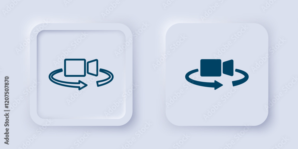 Poster filled and outline 360 degree view icon isolated on grey background. virtual reality. angle 360 degr