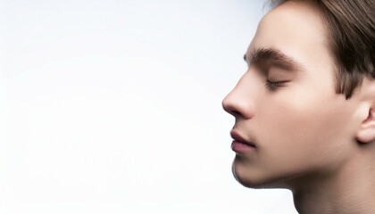 Fototapeta premium Profile of feminine face with closed eyes and make-up
