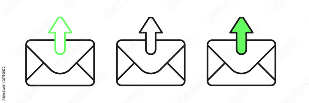 Poster set line mail and e-mail icon isolated on white background. envelope symbol e-mail. email message si