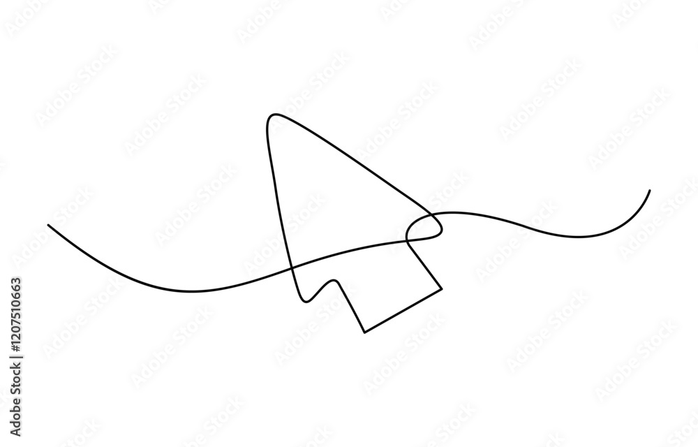 Poster continuous line drawing of arrow symbol abstract line art illustration, arrow path in one continuous