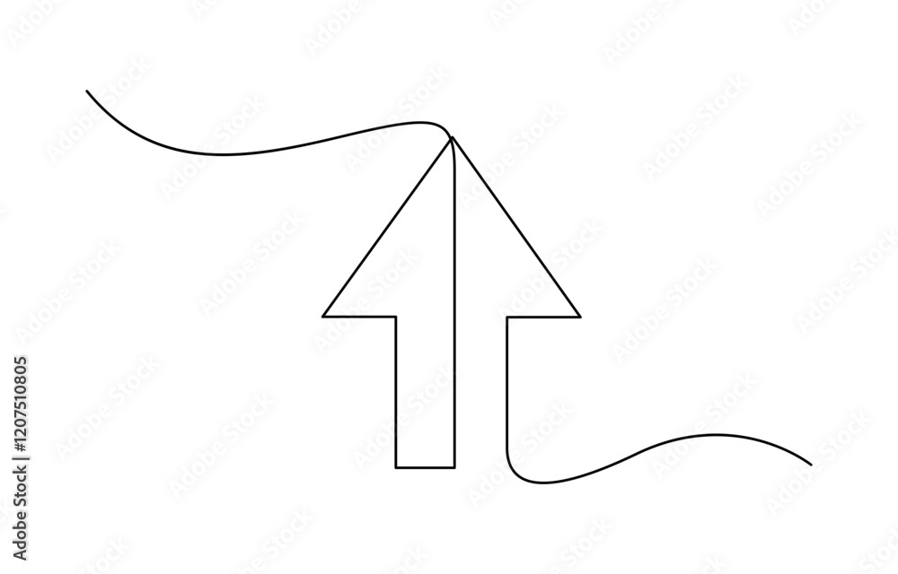 Poster continuous line drawing of arrow symbol abstract line art illustration, arrow path in one continuous