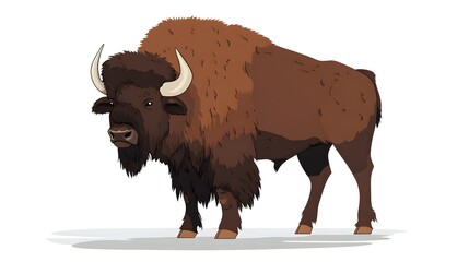 Bison cartoon on white background