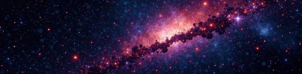 Obraz premium Dazzling starfield, cosmic dust, deep black background, glitter, cosmic dust