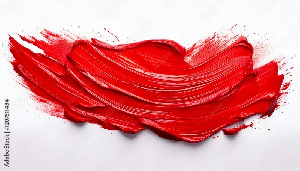 Poster Red paint stroke creating dynamic visual on white background