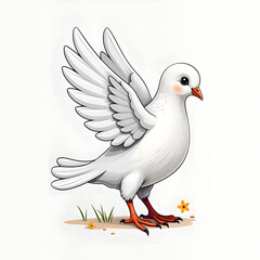 white dove isolated on white