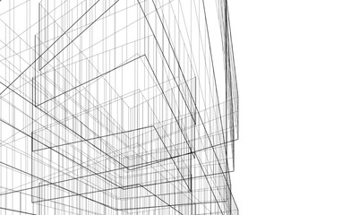 Modern architecture 3d rendering vector illustration