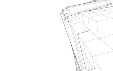 Modern architecture 3d rendering vector illustration