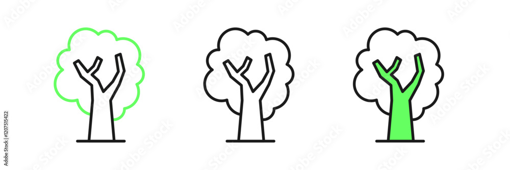 Poster set line tree icon isolated on white background. forest symbol. vector