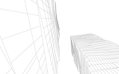 Abstract architecture vector 3d illustration on white background 