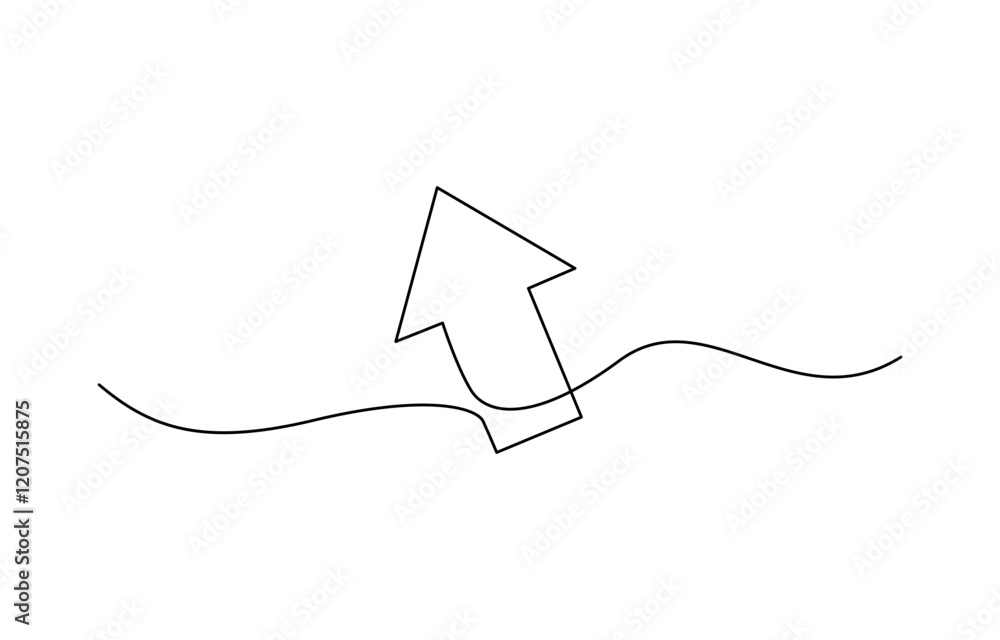 Poster continuous line drawing of arrow symbol abstract line art illustration, arrow path in one continuous