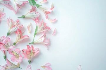 Fototapeta premium Vibrant Pink Alstroemeria Blooms on Pure White Background - High-Resolution Image Perfect for Design