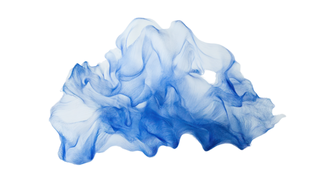 Swirling blue smoke or liquid effect, creating an abstract, ethereal look against a transparent background.