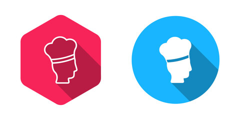 Filled and outline Italian cook icon isolated with long shadow background. Vector