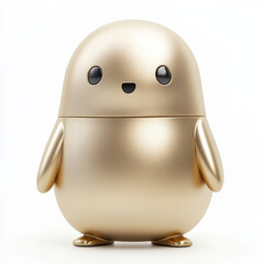Fototapeta premium Golden penguin-shaped robot, cute, friendly expression