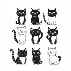 Fototapeta premium Funny cats illustration set