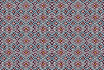 Embroidered old handmade cross-stitch ethnic Ukrainian pattern. Towel with ornament, called rushnyk in vector
