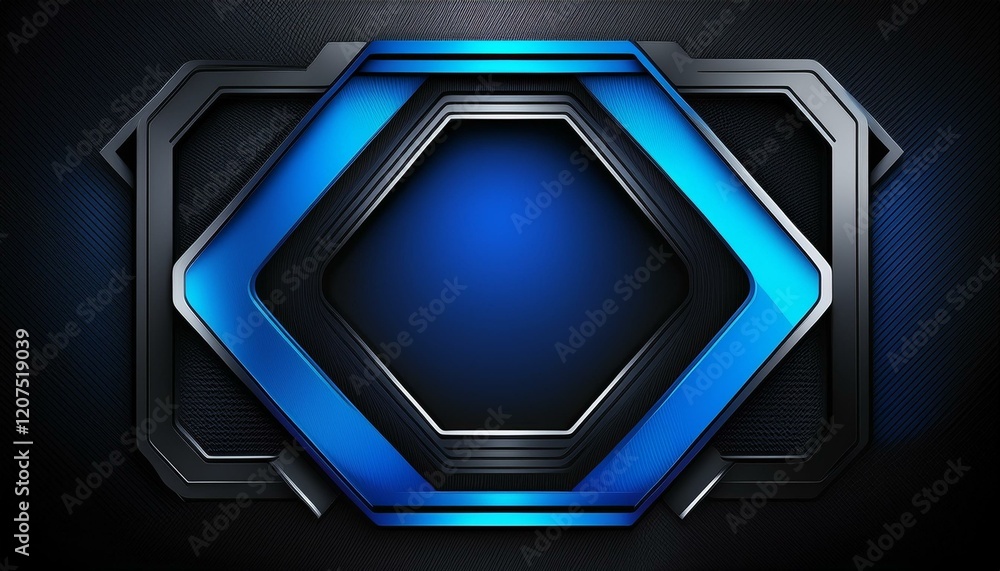 Poster blue and black abstract metallic frame layout design tech innovation concept background. generated i