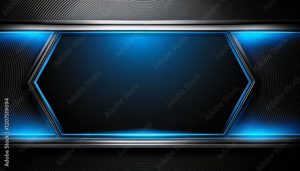 Poster blue and black abstract metallic frame layout design tech innovation concept background. generated i