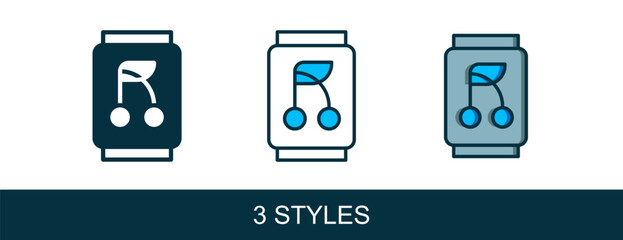 Filled outline Soda can icon isolated on white background. Vector