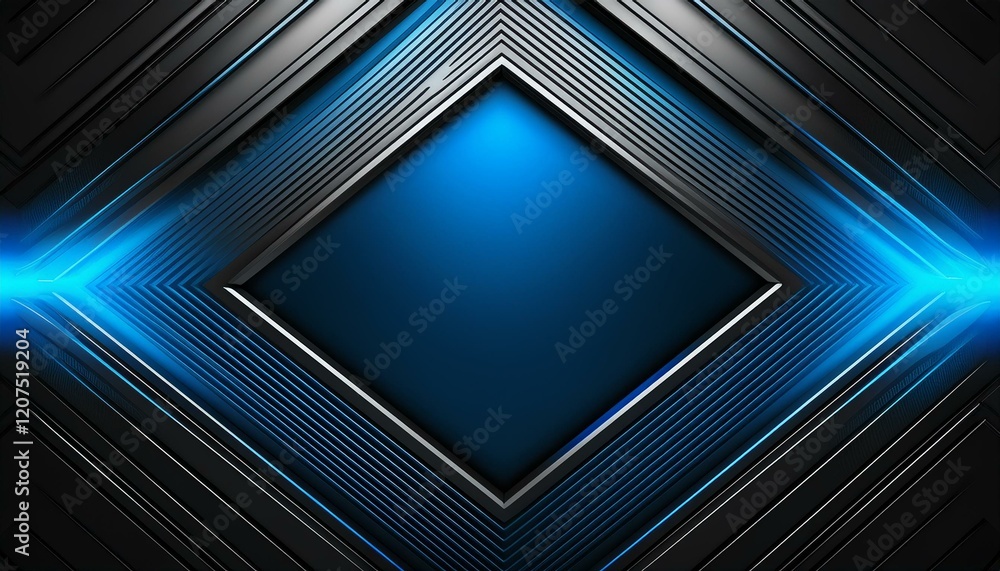 Poster blue and black abstract metallic frame layout design tech innovation concept background. generated i