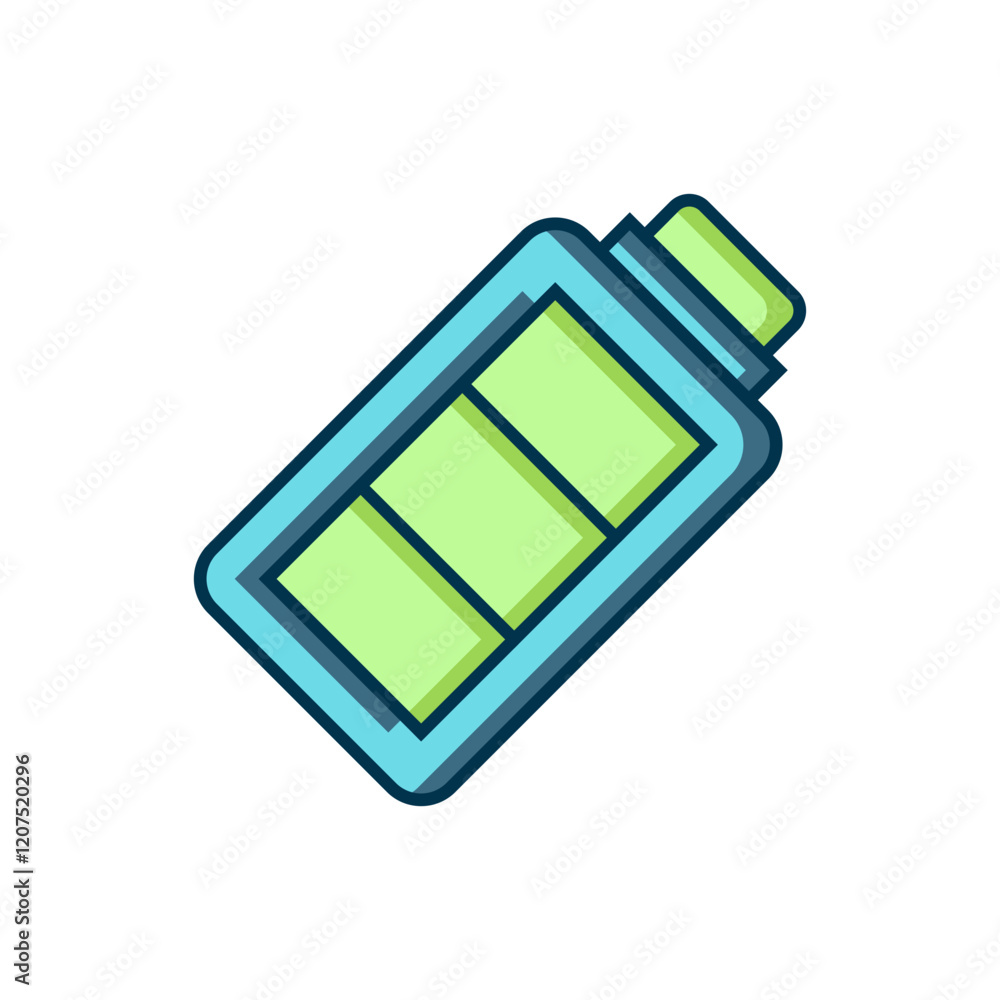 Poster filled outline battery charge level indicator icon isolated on white background. flat filled outline