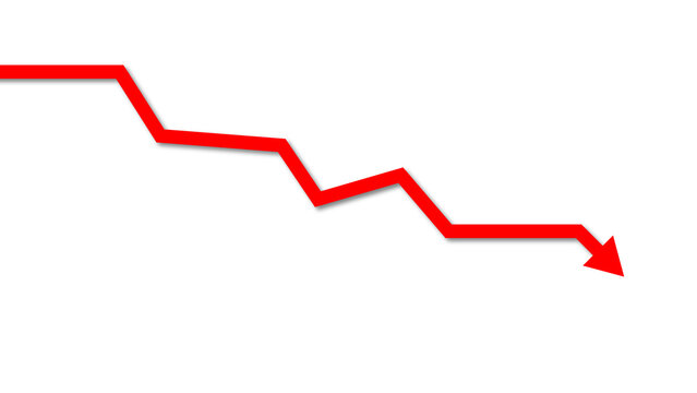 Down graph with red sign 4k