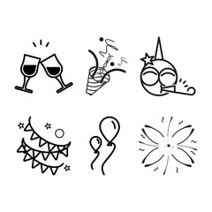 Obraz premium party celebrations line icons set, celebration thin signs , joy, happiness and enjoyment .