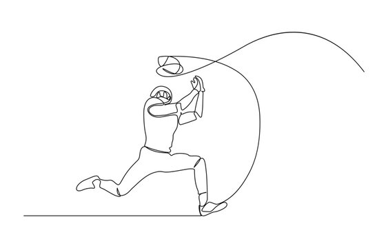 single line drawing football player catching ball clip art preview
