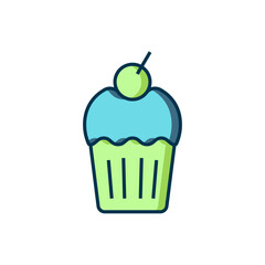 Filled outline Muffin icon isolated on white background. Flat filled outline style with shadow. Vector