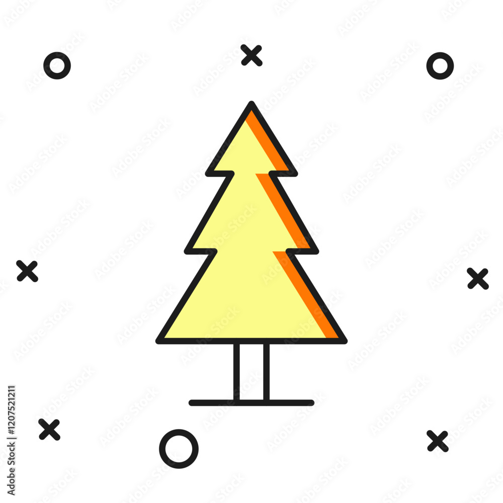 Poster filled outline tree icon isolated on white background. forest symbol. flat filled outline style with