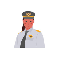 Pilot,  Women Career Flat Vector Illustration