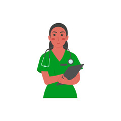 Nurse,  Women Career Flat Vector Illustration