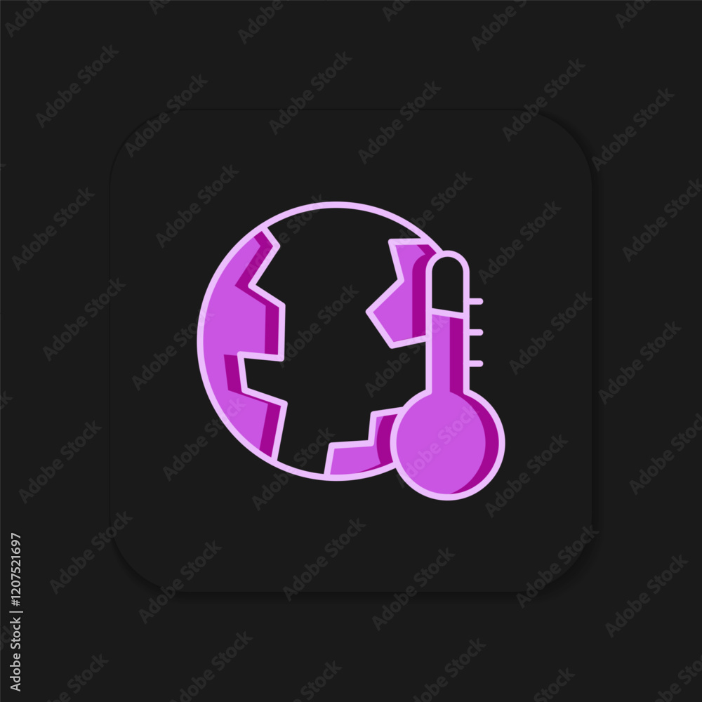 Poster filled outline planet earth melting to global warming icon isolated on black background. ecological 