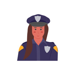 Police Officer,  Women Career Flat Vector Illustration