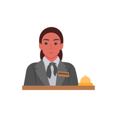 Receptionist,  Women Career Flat Vector Illustration