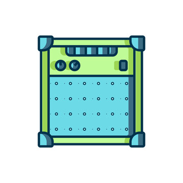 recommend clip art: Filled outline Guitar amplifier icon isolated on white background. Musical instrument. Flat filled outline style with shadow. Vector