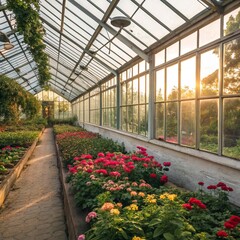 greenhouse with flowers