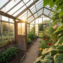 greenhouse with flowers
